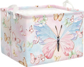 3D Pastel Butterfly Baby Laundry Hamper Collapsible Clothes Kids Storage Basket Large Girls Gift Toy Box Bin for Bedroom, Colorful, 36L