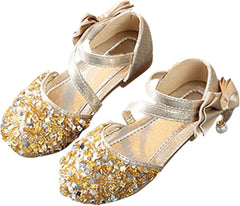 Girls Wedding Sandals Children's Girls Crystal Dress Shoes Glitter Princess Sandals Children's Sandals Spring Summer (A-Silver, 9.5 Little Kids)