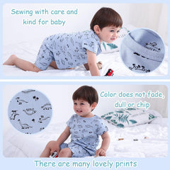 Zanie Kids Baby Toddler Pajamas for Girl and Boy Sleepwear Summer Pja Homewear Cotton