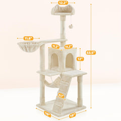 Yaheetech 54in Cat Tree, Multi-Level Cat Tower with Scratching Posts, Spacious Condo and Hammock, Ideal Activity Center for Indoor Kittens, Dark Gray