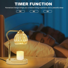 Candle Warmer Lamp, Dimmable Electric Wax Melter Lamp with Timer, Adjustable Height Fragrance Warmer Lamp, Decorative Wax Warmer Ambience Light for Bedroom Birthday Party Home Decor Gifts (Gold)