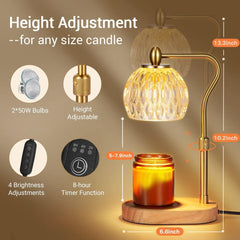 Candle Warmer, Candle Warmer Lamp with & Dimmer Candle Warmer Height Adjustable Scented Candles US Plug Easy to Use Gold