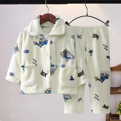 Boys Girls Winter Fleece šaš£amas Set Kids Toddler Flannel šjs Button Down šleepwear šartoon 4t Clothes for Boys