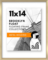 Americanflat Aluminum 5x7 Floating Picture Frame with Shatter-Resistant Glass - Use as 4x6 Picture Frame or Display 5x7 Photo - Signature Float Collection - Photo Frames for Wall Display - Gold