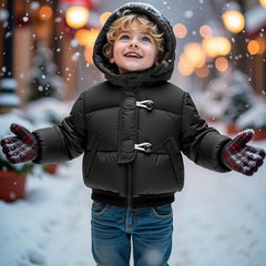 Cotton Coat for Boys Girls Adjustable Hem Hooded Quilted Jacket Casual Soft Comfortable Cute Outerwear with Pockets