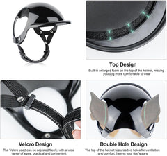 Dog Helmet and Goggles for Small Breed Dog,2pcs Dog Sunglasses and Dog Helmet Set for Small Medium Dog Outdoor Driving Walking,Black (M Helmet+Silver Goggles)