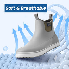 Riverruns Men's Deck Boots 6-Inch Rain Boots Anti-Slip Waterproof Rubber Fishing Garden Ankle Work Booties Shoes