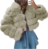 XUNRYAN Girls Winter Faux-Fur Coat Fashion Jackets Cropped Warm Coat Long Sleeve Hooded Casual Fuzzy Outerwear Short Coat
