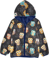 CHIFIGNO Cute Boho Owls Kids Polar Fleece Lined Winter Jacket, Toddler Boy Jacket with Hooded 3T