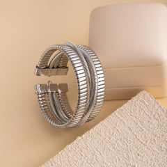 Gold Bangle and Cuff Bracelet Set for Women Spring Fashion Jewelry Ladies' High-End Design