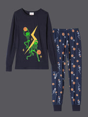 MyFav Boys Pajamas Set Glow in Dark Skull Pjs Long Sleeve Casual Snug Fit Kids Sleepwear Halloween