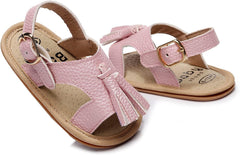 Baby Kids Flat Footbed Wide Sandals Childrens Boys Girls Open Toe Leather Soft Strap Shoes Summer Outdoor Barefoot Shoes