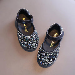 Girls Mary Jane Dress Shoes Rhinestones Flower Girl Wedding Party Shoes Ballet Flats Little Girl Dress up Shoes