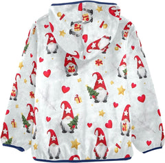 Cute Christmas Gnomes Stars Boys Zip up Jacket Fleece Outerwear Jackets for Fall Winter 3T