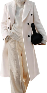IDEALSANXUN Womens Long Wool Coats Fall Winter Double Breasted Trench Coat Peacoat