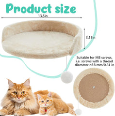 2 Pcs 13.39 Inches Semi Edged Cat Tree Replacement Parts Cat Tree Tower Accessories with Hanging Elastic Strings Pom Pom Toys for Platform Perch Shelves(Gray)