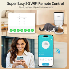 Automatic Cat Feeder WiFi,Auto Dog Feeder Double Anti-Blocking,WiFi Timed Cat Feeder 10-Meal A Day,Dog Food Dispenser Dual Power with 10s Voice Recorder,Cat Food Dispenser Easy Install & Clean,Black