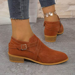 Women's Chunky Low Heel Ankle Boots Classic Pointed Toe Side Zipper Retro Booties Fall Winter Comfortable Slip on Short Boots Dressy Wide Width Booties for Women Ladies Walking Shoes