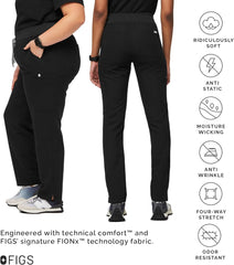 FIGS YOLA High Waisted Skinny Scrub Pants for Women — 11 Pockets, 4-Way Stretch, Yoga Waistband