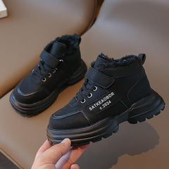 Boys Girls Winter Snow Boots Comfortable Warm Fur Lined Toddler Sneakers Outdoor Slip on Walking Ankle Booties for Kid