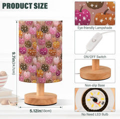 Brown Pumpkins Stars Bedside Table Lamp Small Desk Lamps Linen Fabric Shade Decorative Nightstand Lamp LED with USB Port Wood Base for Bedroom Living Room