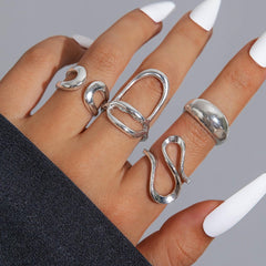 Hollow Arc Ring Ensemble, Sleek Jewelry Accessories, Wearable Stacked Rings, Modern Gift Design