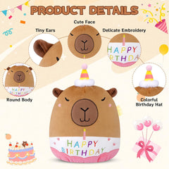 Cow Stuffed Animal - Green Cow Plush Pillow, Happy Birthday Stuffed Animal Toy Gifts for Kids, Birthday Party Decor