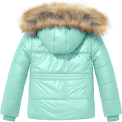 Garemcy Girl's Metallic Winter Coat Warm Puffer Jacket Insulated Shiny Down Coat with Detachable Hood