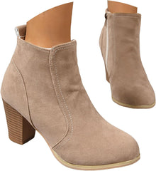 Fall Boots for Women 2025,Women's Ankle Boots Low Chunky Heeled Booties Casual Comfortable Fall Winter Pointed Closed Toe Short Boot for Women with Side Zipper