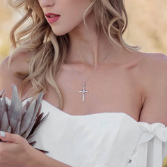 925 Silver Cross Necklace for Women & Men – Elegant Religious Jewelry, Perfect for Easter, Christmas, Baptism, or Prayer Gifts