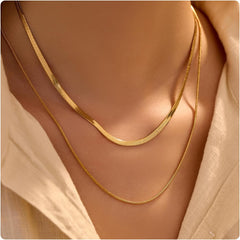 2 PCS Gold Necklace for Women, Cuba Chian Necklace, Layered Chains Necklace, Ideal for Special Occasions, Daily Wear, Wear Alone or Stacked on Summer Beach(Gold)