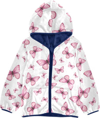 CHIFIGNO Butterflies White Kids Warm up Jacket Fleece Jacket for Fall Winter 3T