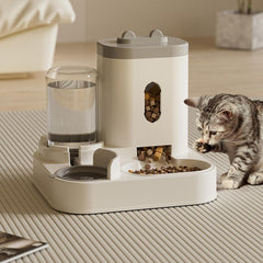 Automatic Dog Cat Feeder and Water Dispenser Water Drinker 2 in 1 Automatic Cat Feeder, Cats Feeders and Waters Dispenser, for Small Medium Dog Puppy Kitten (Pink)