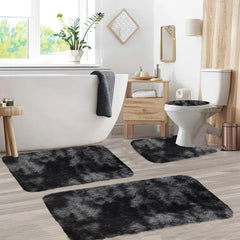 4-Piece Bathroom Rug Set - Non-Slip Microfiber Bath Mat with Water Absorbent Toilet Cover, Bath Mat Set of 4 - Microfiber Toilet Rugs Soft & Thick for Bathroom & Kitchen