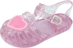 Cute Heart Jellies Shoes For Girls Soft Closed Toe Dress Sandals With Strap Summer Girl Outdoor Casual 𝗣ink