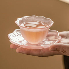 37Ml/1.5oz Colored Glass Petal Cup and Saucer, Home Afternoon Tea Cup - Cup Glass Purple