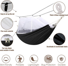 Anyoo Camping Hammock with Mosquito Netting and Tree Straps - Sturdy Up to 450lbs for Outdoor, Backyard, Backpacking, Hiking