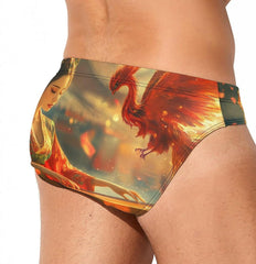 Beauty Girl Phoenixs Men's Swimsuit Brief Beach Shorts Bikini Swimwear Sexy Swimming Trunks