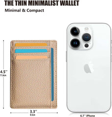 Genuine Leather Credit Card Wallet Slim Card Holder Wallet for Men and Women(Grey)