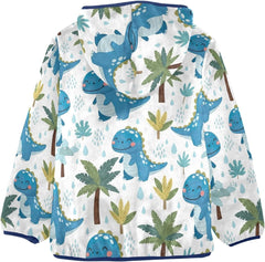 CHIFIGNO Cute Blue Dinosaurs Tree Toddler Polar Fleece Lined Winter Jacket, Fleece Toddler Jacket with Hooded 3T