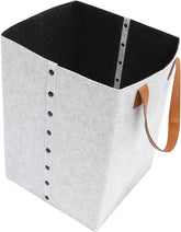 Ciieeo Felt Laundry Basket Hamper with Handle Foldable Storage Bin for Clothes Toys and Sundries Sturdy Material Grey Color for Bedroom and Bathroom