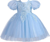 Children Fall Winter Outfits Toddler Kids Girl Dress Summer Short Sleeve Flower Dress Catwalk Performance Dress