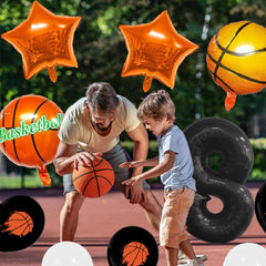 11Pcs Basketball Themed 6th Birthday Party Balloons, Black Number Balloon 6,Basketball Balloons Happy 6th Birthday,6th Birthday Basketball Theme Party Supplies Foil Mylar Balloons Latex Balloonor