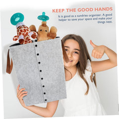 CHILDWEET Clothes Basket Felt Laundry Hamper Long Handle Collapsible Storage Bin Space-saving for Home