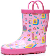 WTW Toddler and Kids Rain Boots with Easy-On Handles, Unisex-Child Waterproof Rubber Rain Boots in Fun Patterns for Girls and Boys (Toddler/Little Kid/Big Kid)