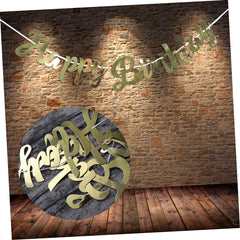 1 Set Mirror Paper Birthday Banner Creative Bunting Garland Decorations for Women's Party Supplies