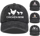 Chicken Mom Hat, Chicken Cow Farms Gifts, Cow Mom/Dad Baseball Hat Adjustable Embroidered Farmer Baseball Cap