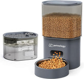 All-in-One Automatic Cat Feeder and Water Fountain, 3L Programmable Timed Dry Food Dispenser with Anti-Clog Design, 2.5L Quiet Cat Fountain for Drinking with Filter, Combo for Small Pets