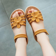 Girls Flower Flat Foam Sandals Soft Rubber Summer Wide Shoes Baby Toddler Kids Girl Slip On Comfy Trendy Open Toe Shoes