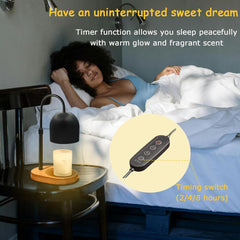 Candle Warmer Lamp, Adjustable Height with Timer & Dimmable, House Warming Gifts New Home Decor, Festival Gifts for Women, Wax Melts Warmer for Jar Candles with 2 Bulbs (Black)